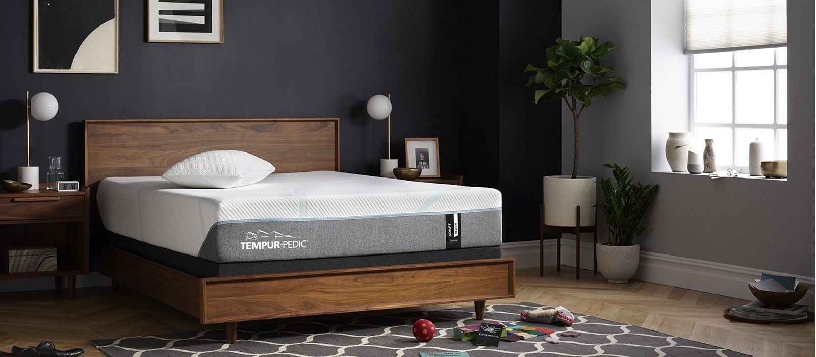 A Tempur-Adapt, Medium, Queen mattress on a Tempur-Pedic Adjustable Base