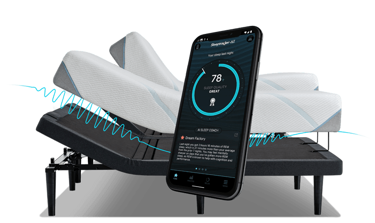 Adapt Split King mattress on an Ergo base with a smart phone