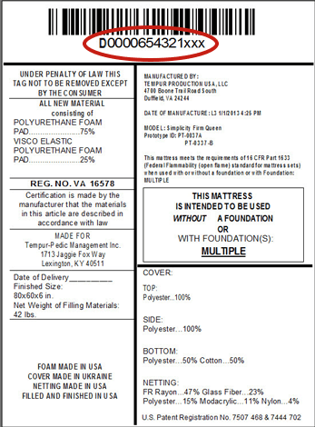 a mattress law tag